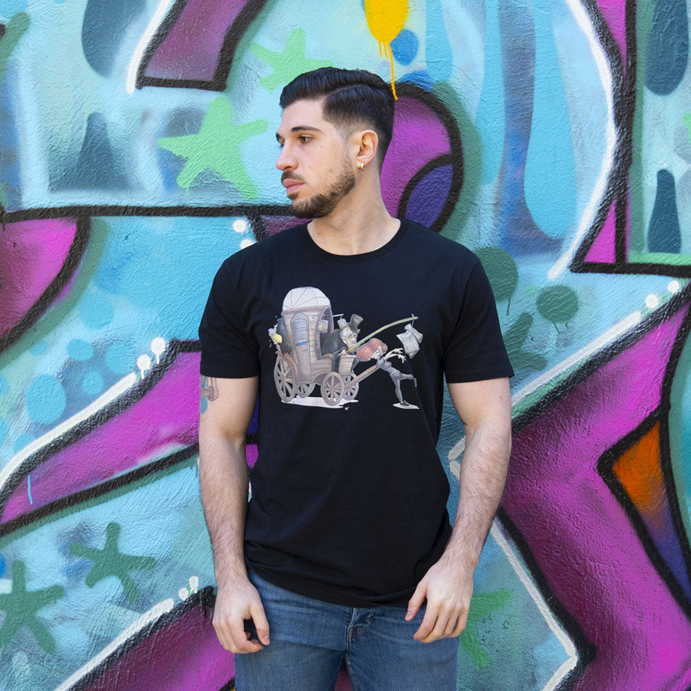 man with press corpse tee black limited edition by B.Different Clothing independent streetwear inspired by street art graffiti