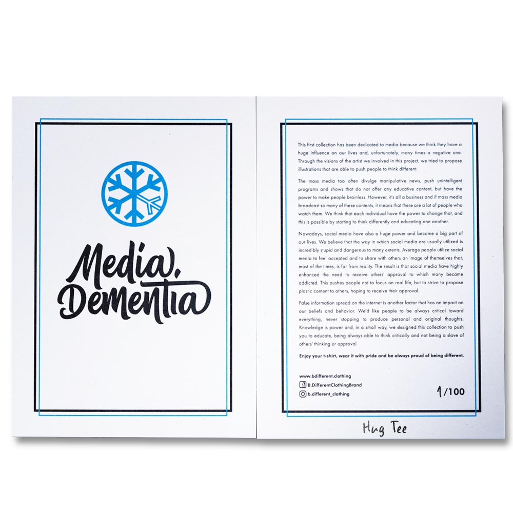 t-shirt card Hug Tee Media Dementia by B.Different Clothing  independent streetwear inspired by street art graffiti