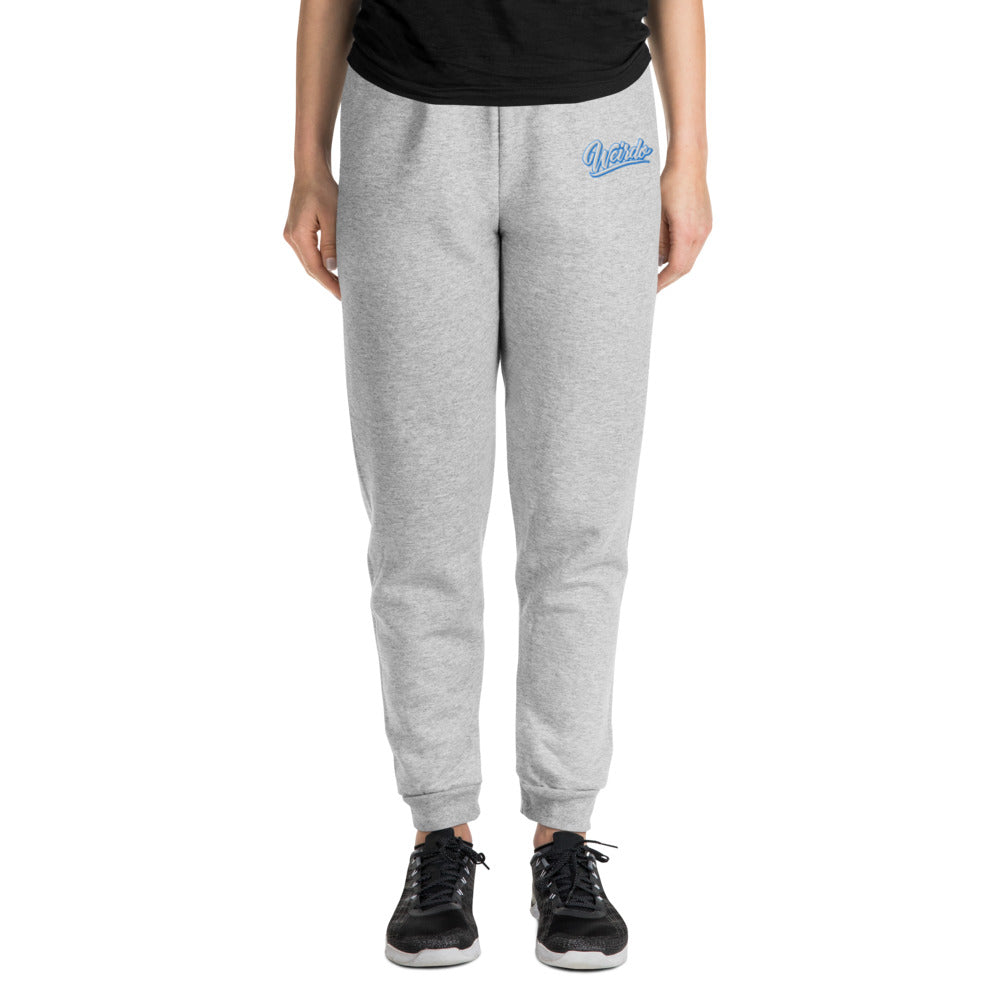 woman with gray joggers weirdo by B.Different Clothing independent streetwear inspired by street art graffiti