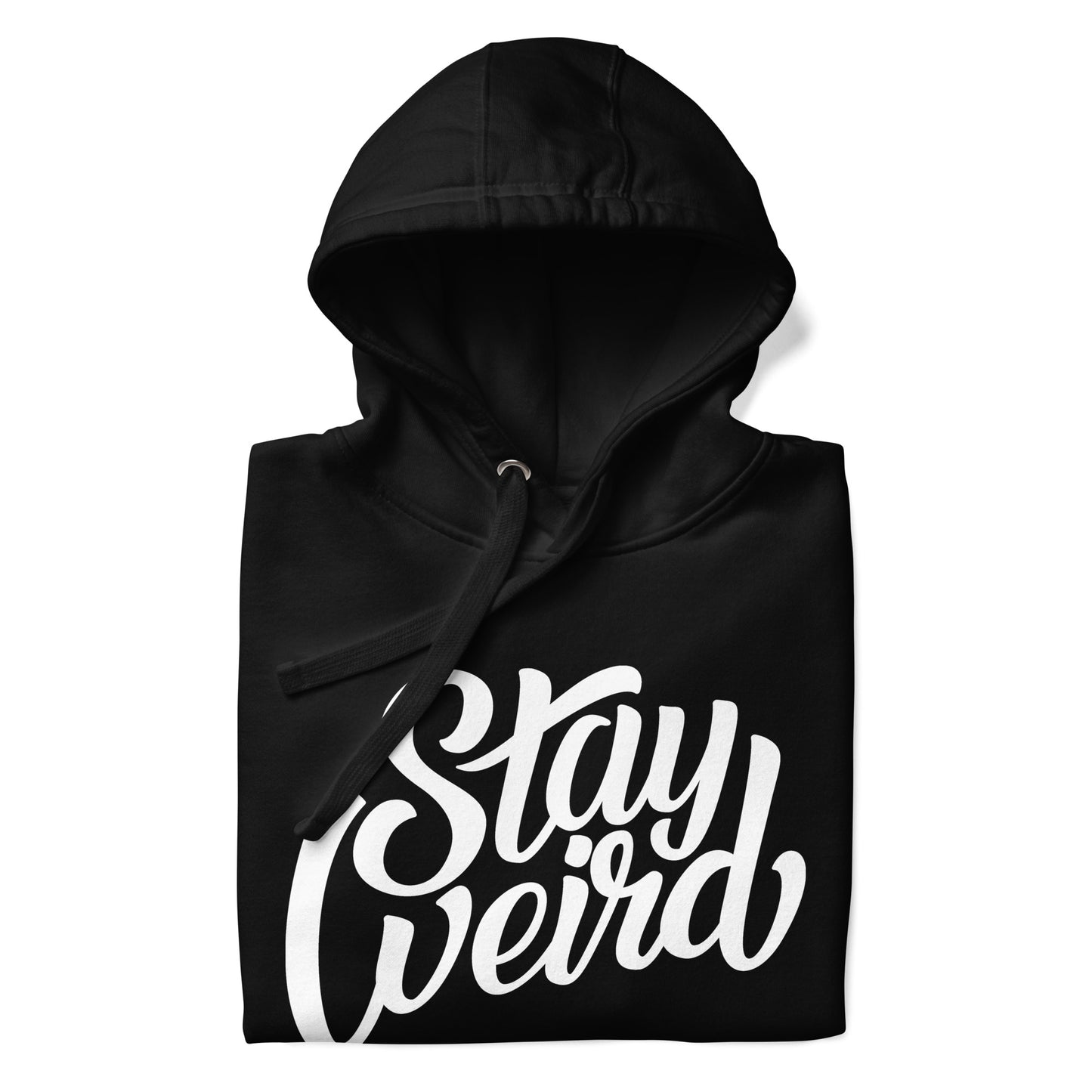 folded hoodie Stay Weird black by B.Different Clothing independent streetwear brand inspired by street art graffiti