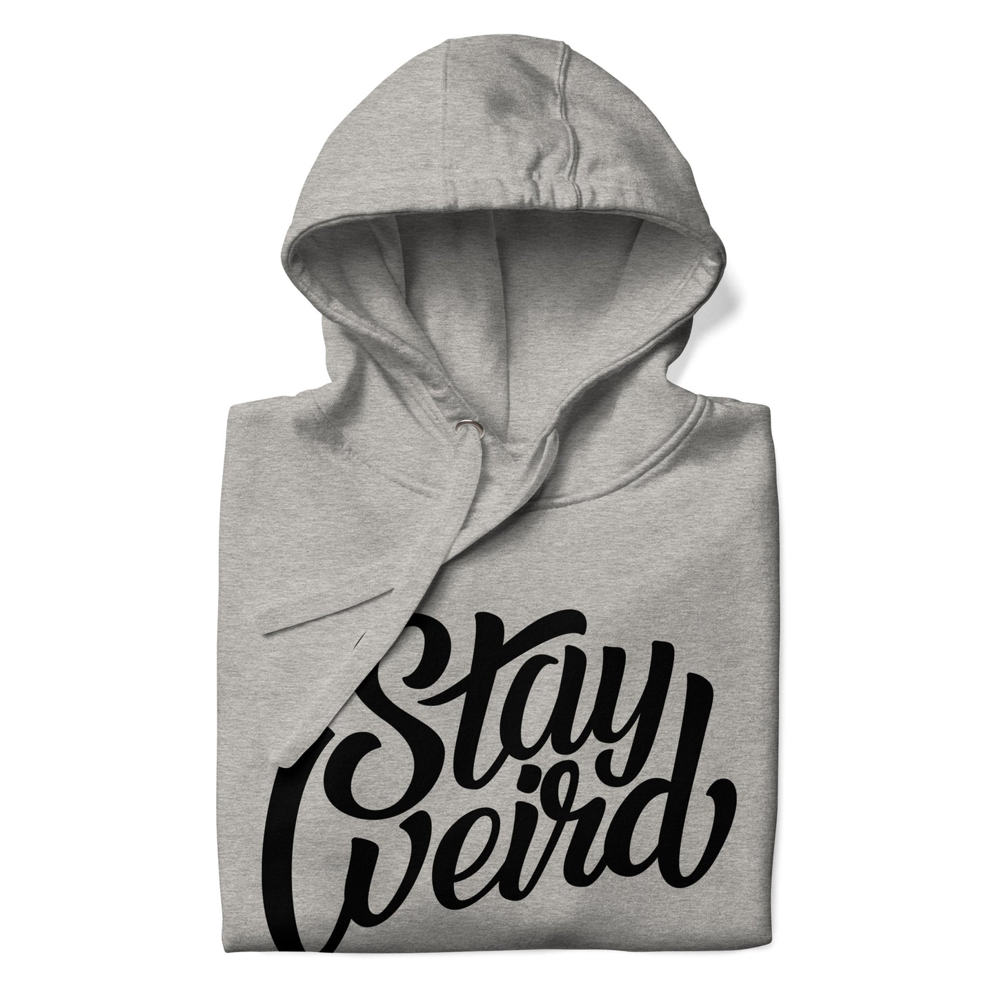 folded hoodie Stay Weird gray by B.Different Clothing independent streetwear brand inspired by street art graffiti