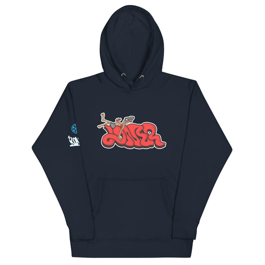 Loner hoodie navy by B.Different Clothing street art graffiti inspired streetwear brand for weirdos, outsiders, and misfits.