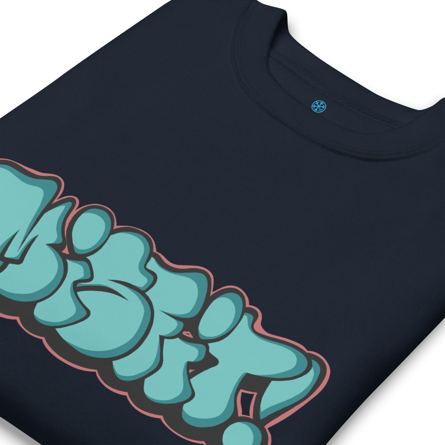detail of Misfit throwie sweatshirt by B.Different Clothing street art graffiti inspired streetwear brand