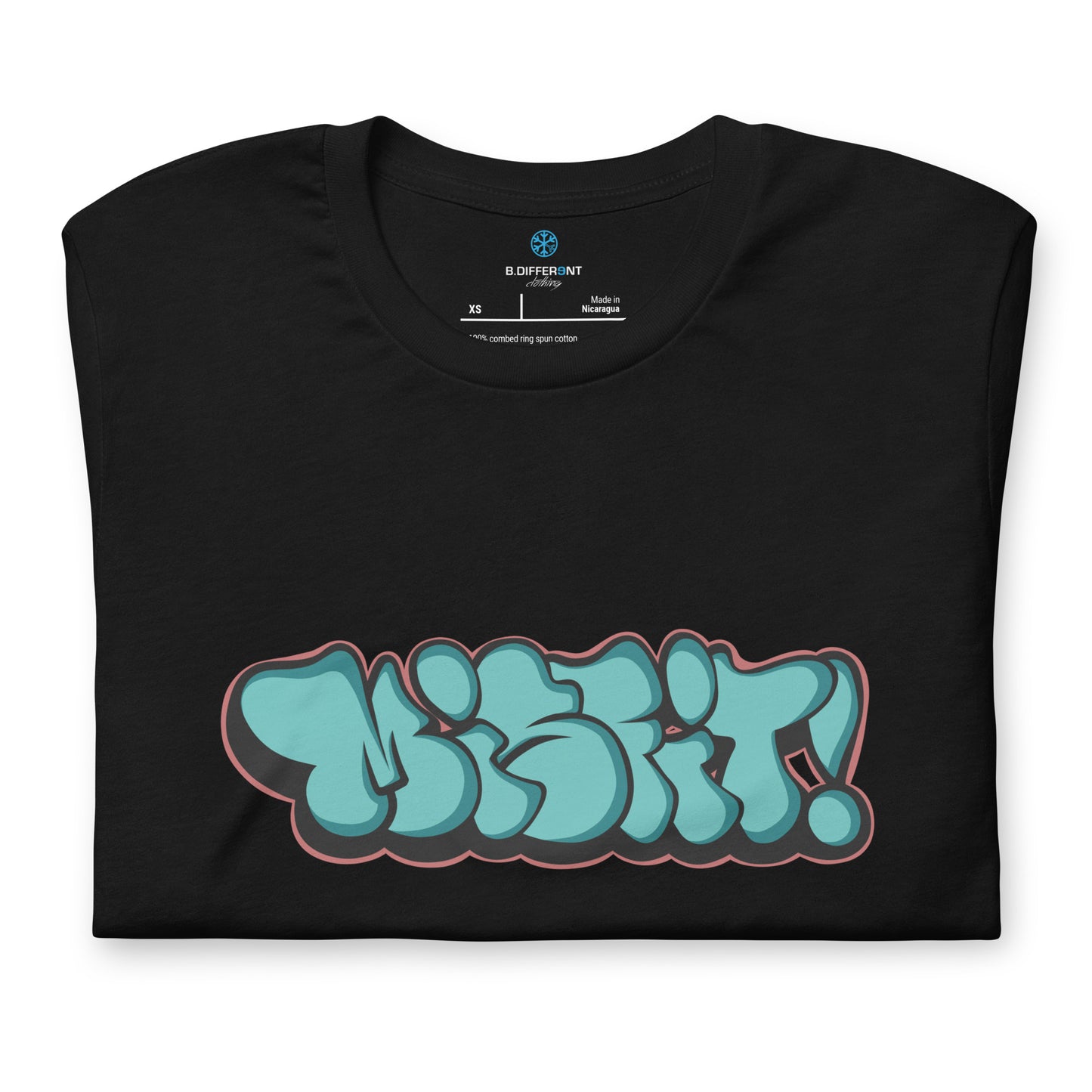 folded Misfit tee by B.Different Clothing street art graffiti inspired streetwear brand